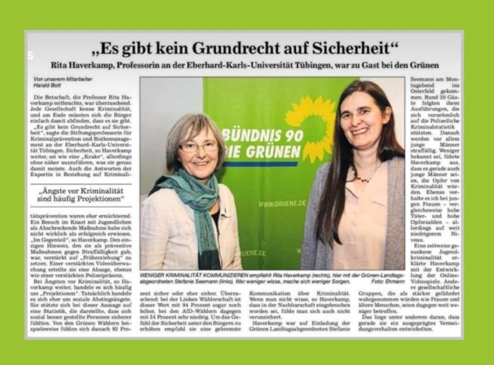 Grüne Professorin: Kein Grundrecht auf Sicherheit.