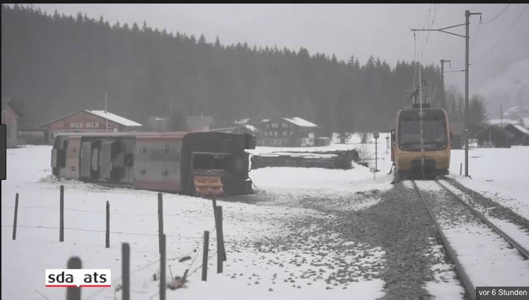 Train toppled by storm Burglind Switzerland