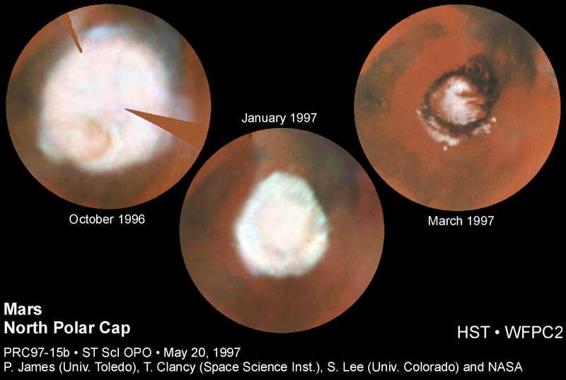 mars ice cap melt 1997