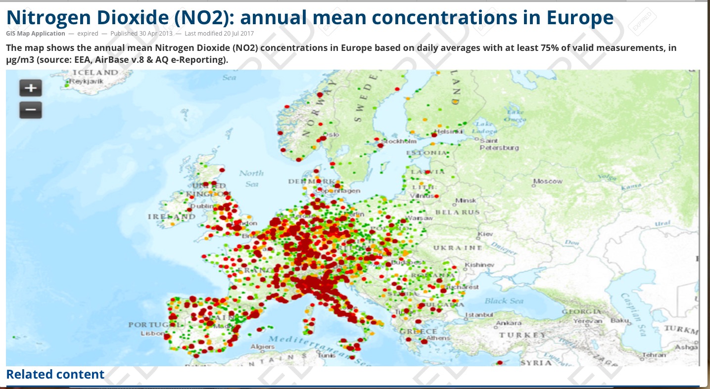 Annual mean NO2 Europe